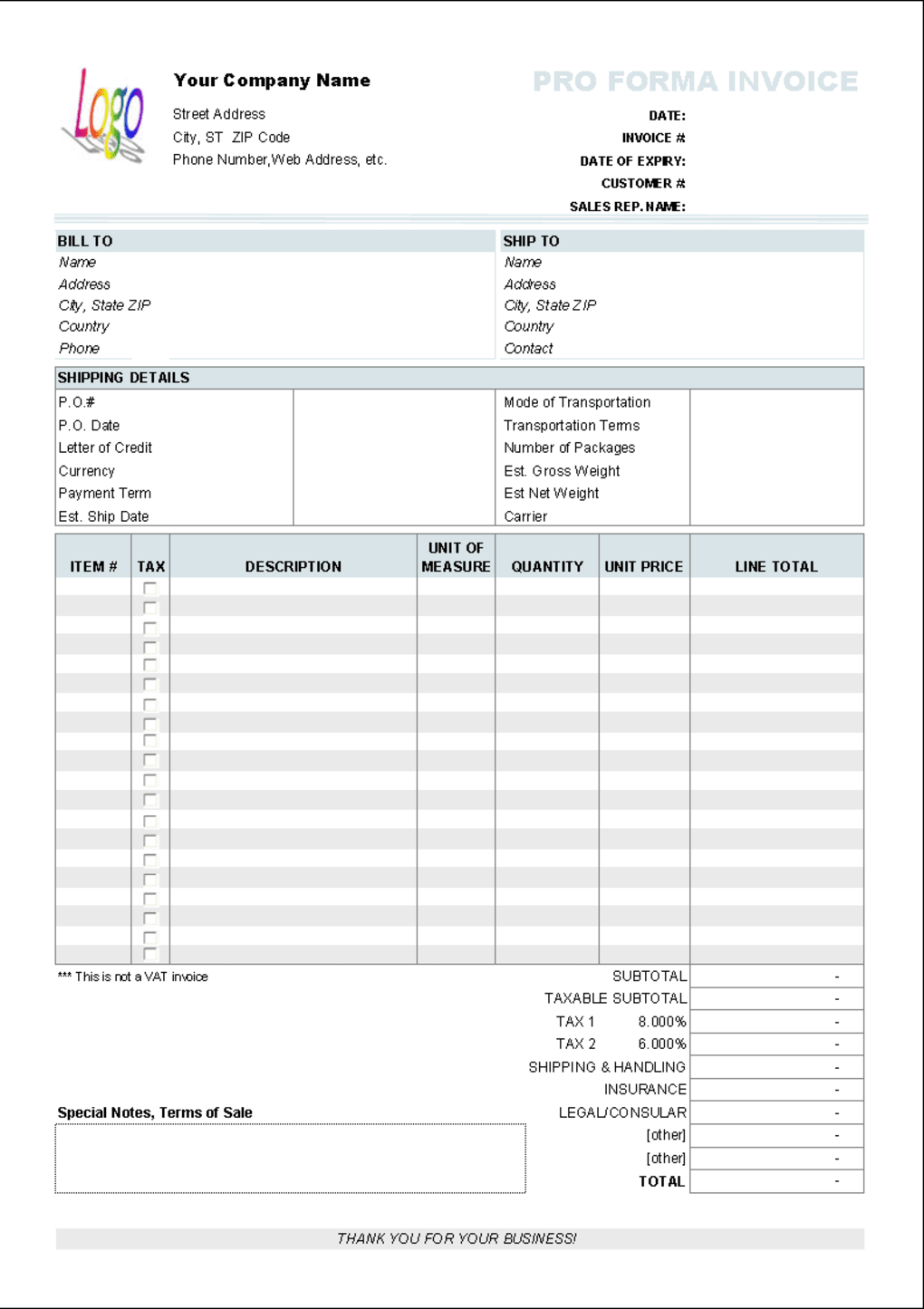 Free Proforma Invoice Template - Download Within Invoice Template Xls Free Download