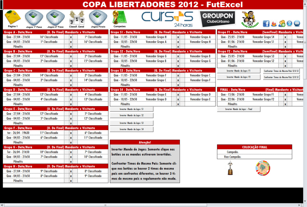 Libertadores: resultados, tabela dos jogos e classificados