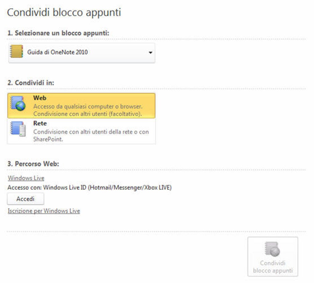 scarica da onenote online