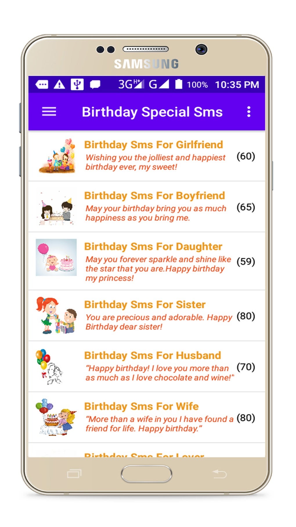 Happy Birthday Wishes Sms для Android — Скачать