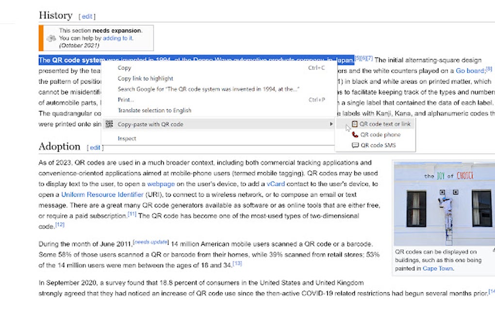 Copy-paste with QR code for Google Chrome - Extension Download