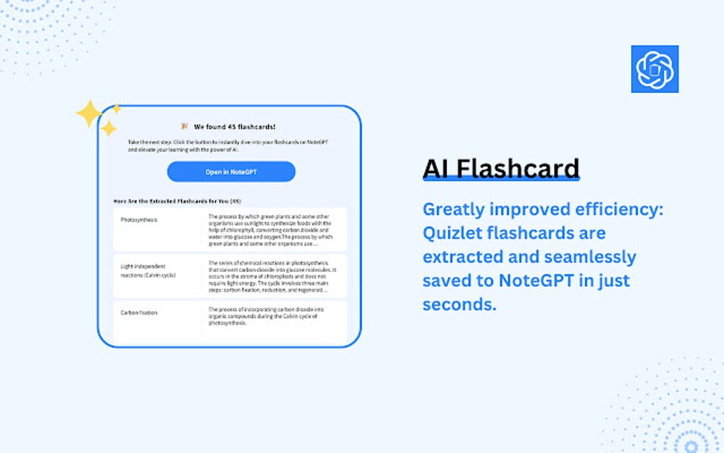 NoteGPT: AI Flashcard For Quizlet And Cram For Google Chrome - 拡張機能 無料 ...