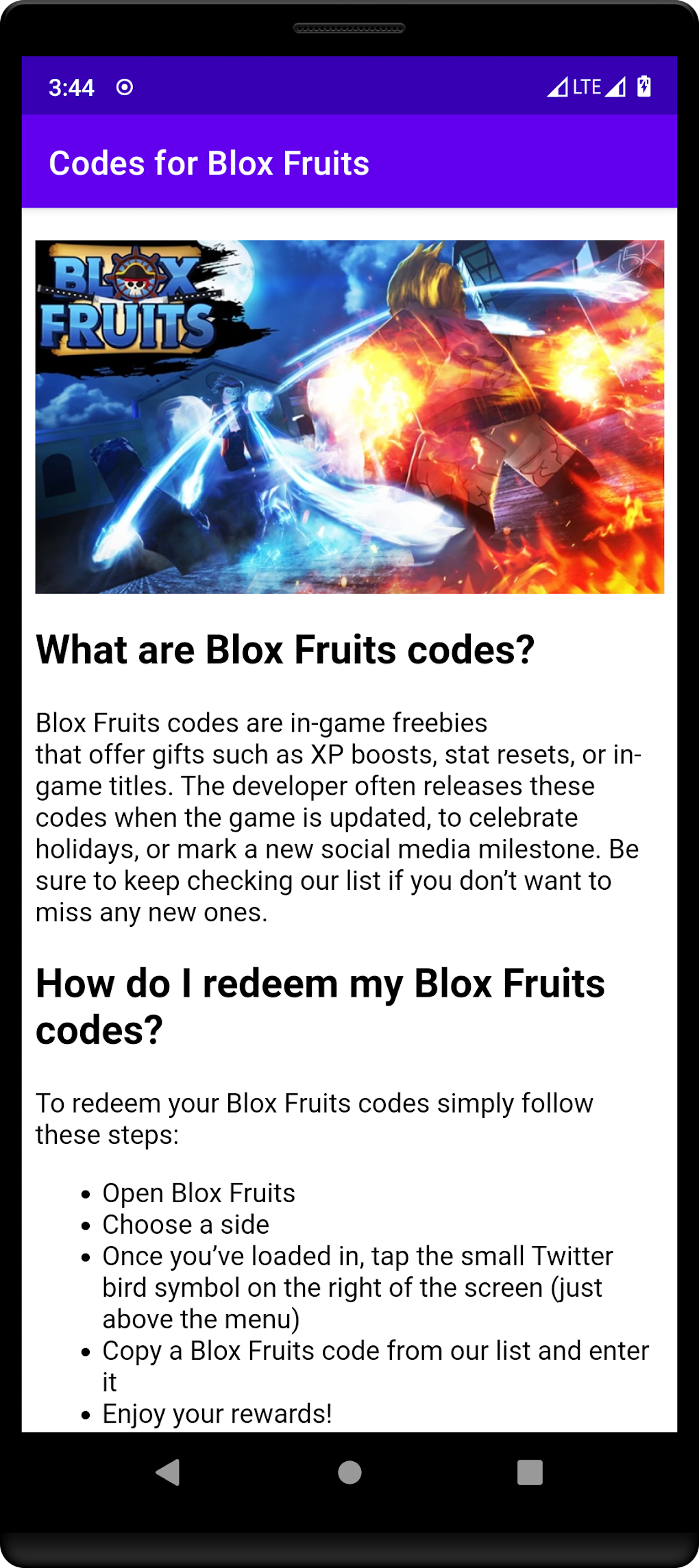 Codes for Blox Fruits para Android - Download