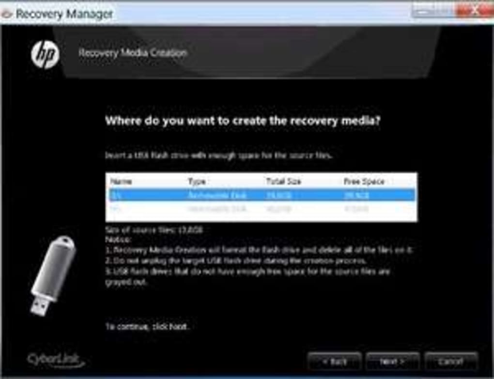 hp recovery disc creator failed to find data files