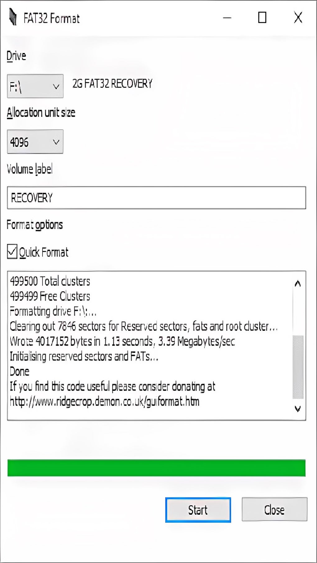 format utility fat32