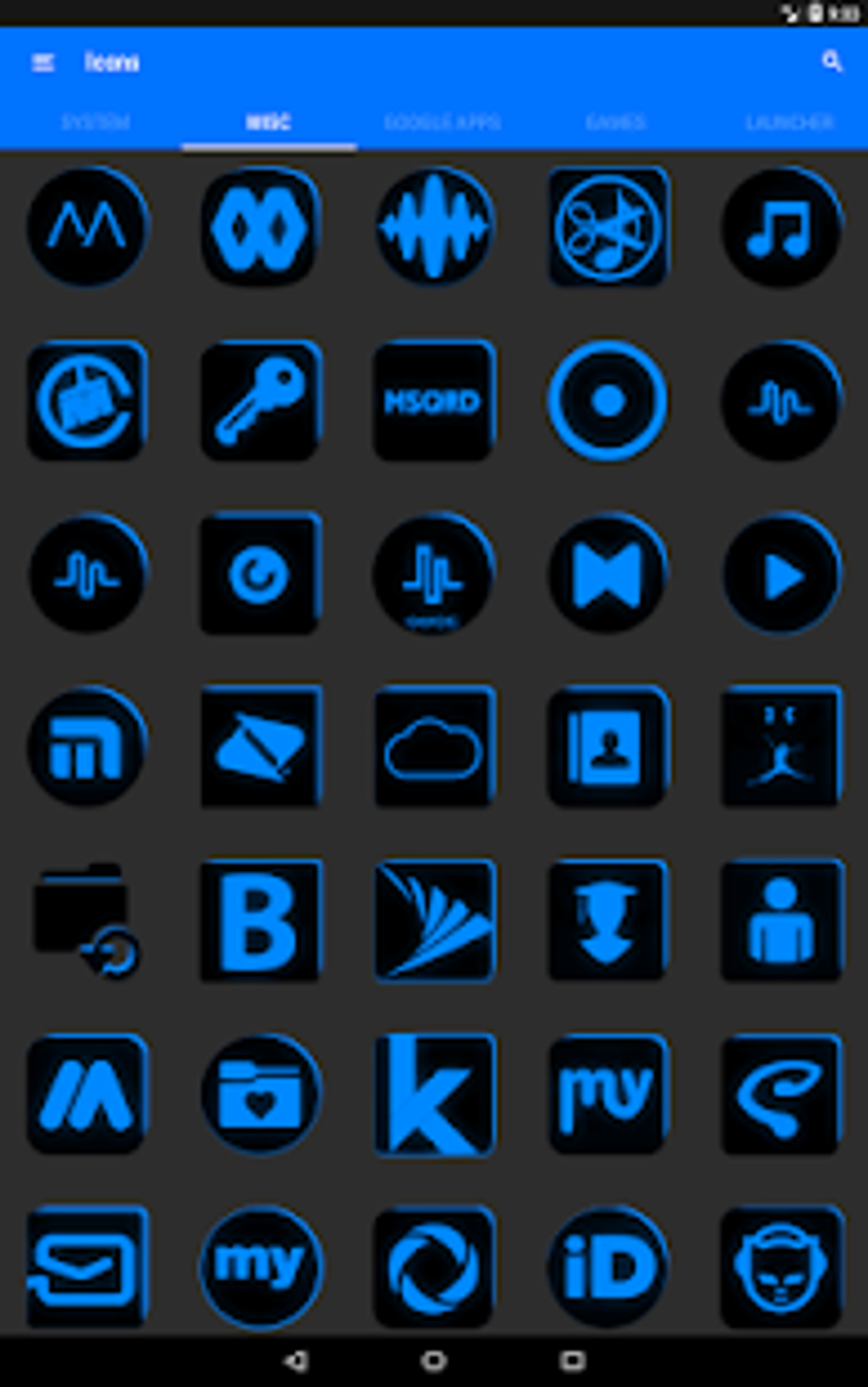 Flat Black and Blue Icon Pack Free APK для Android — Скачать