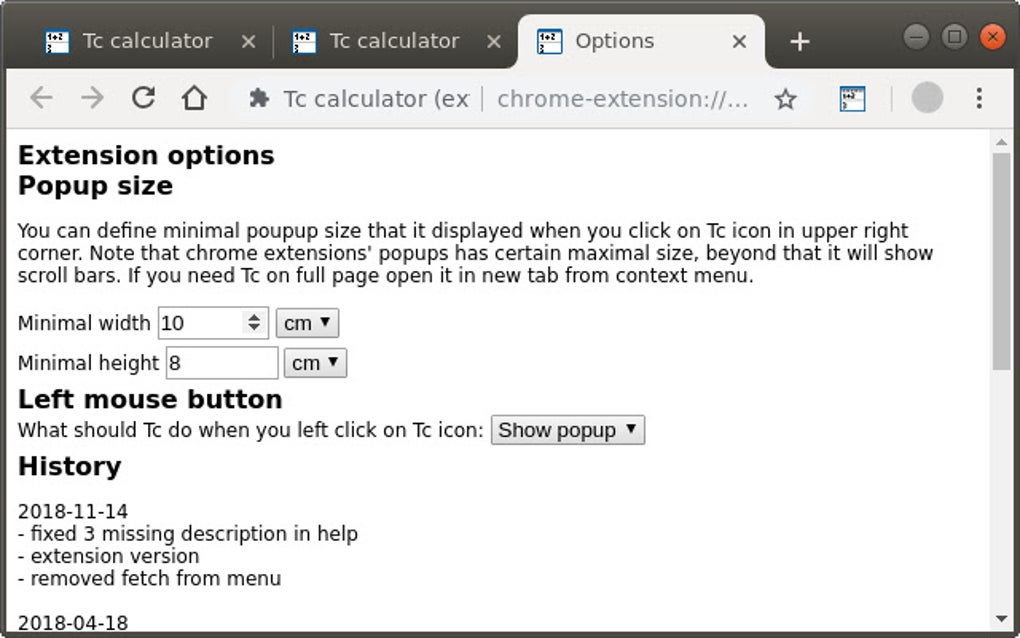 Tc calculator (extension) for Google Chrome Extension Download