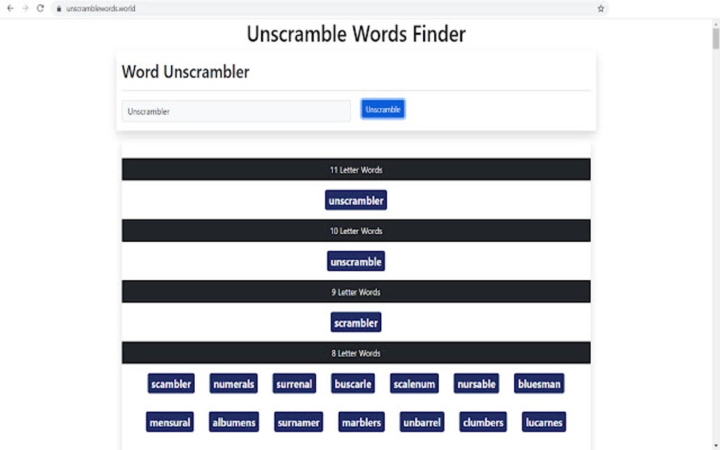 Unscramble Words for Google Chrome Extension Download