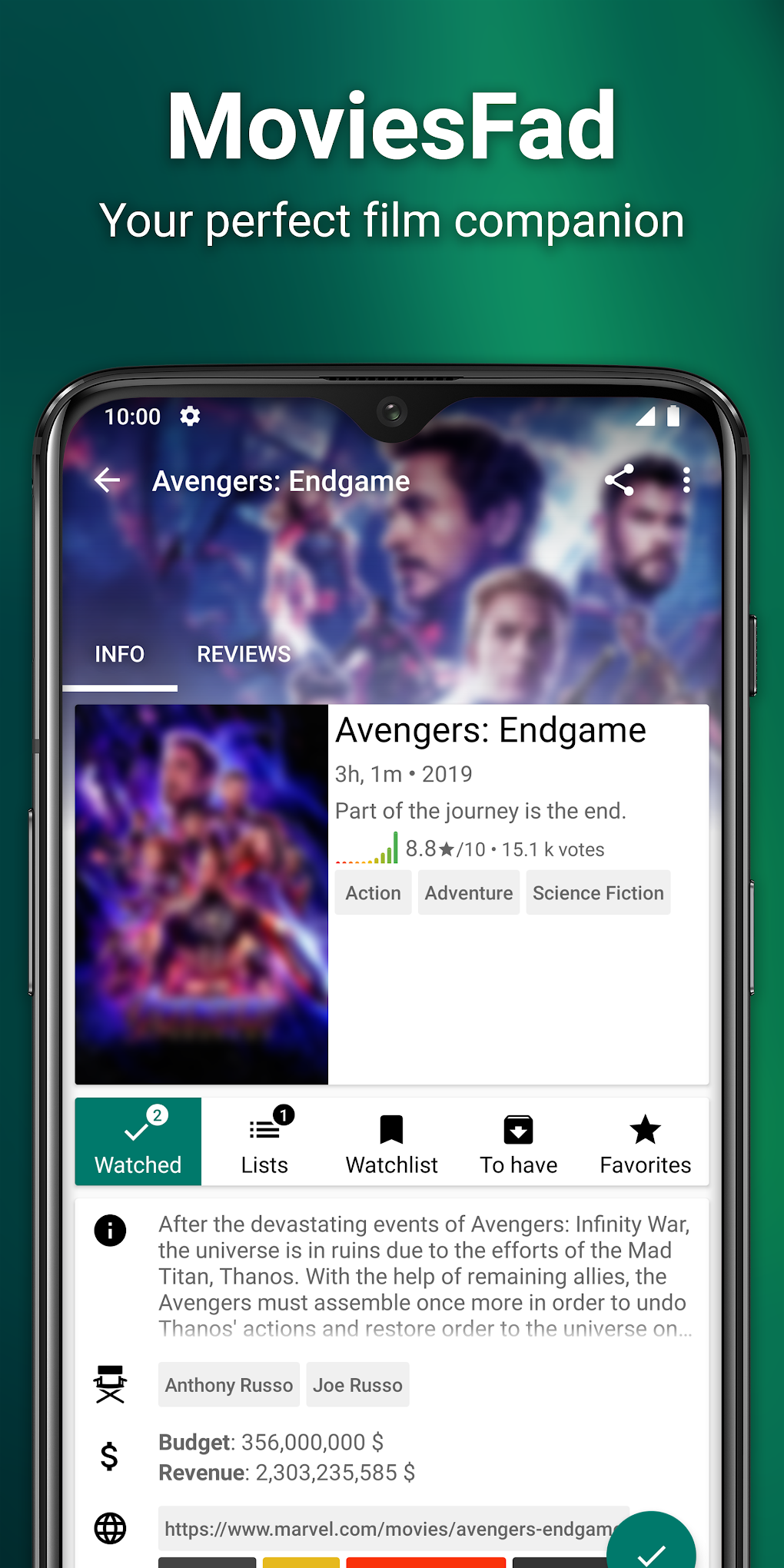 MoviesFad - Your movie manager pour Android - Télécharger