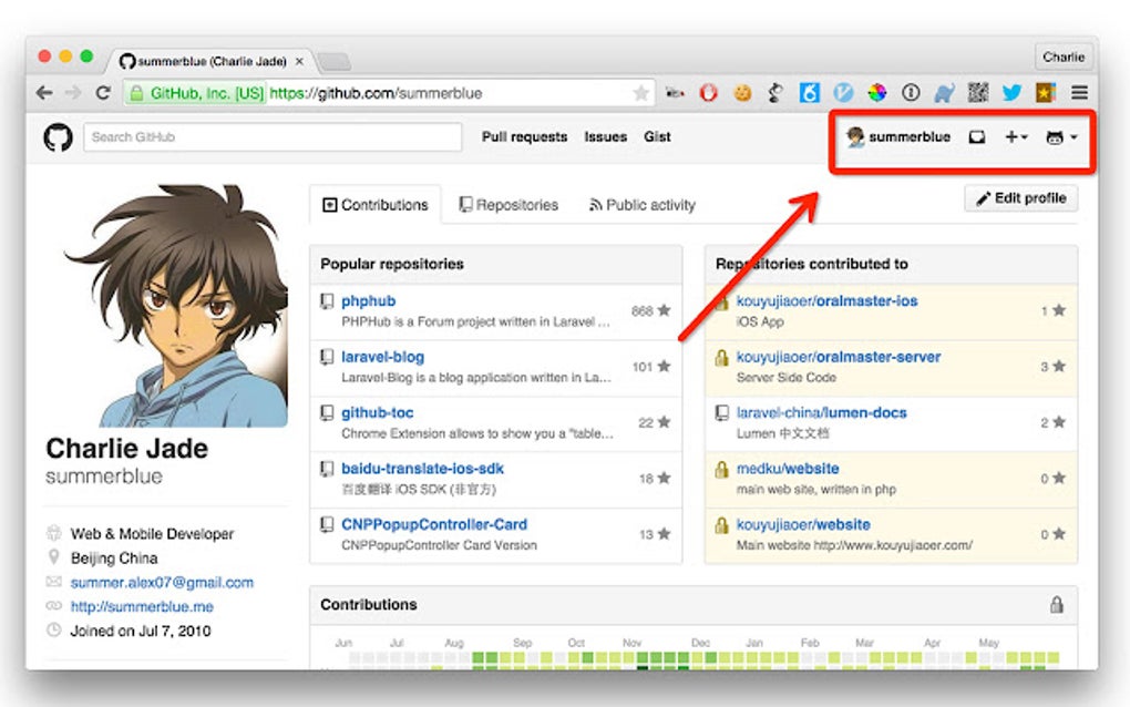 Github Menu Back for Google Chrome - Extension Download