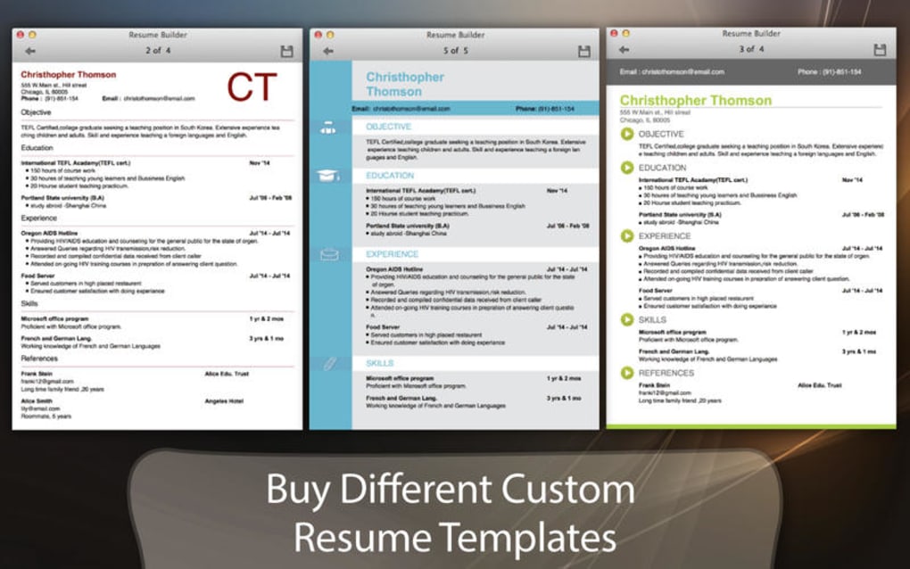 resume builder software for mac