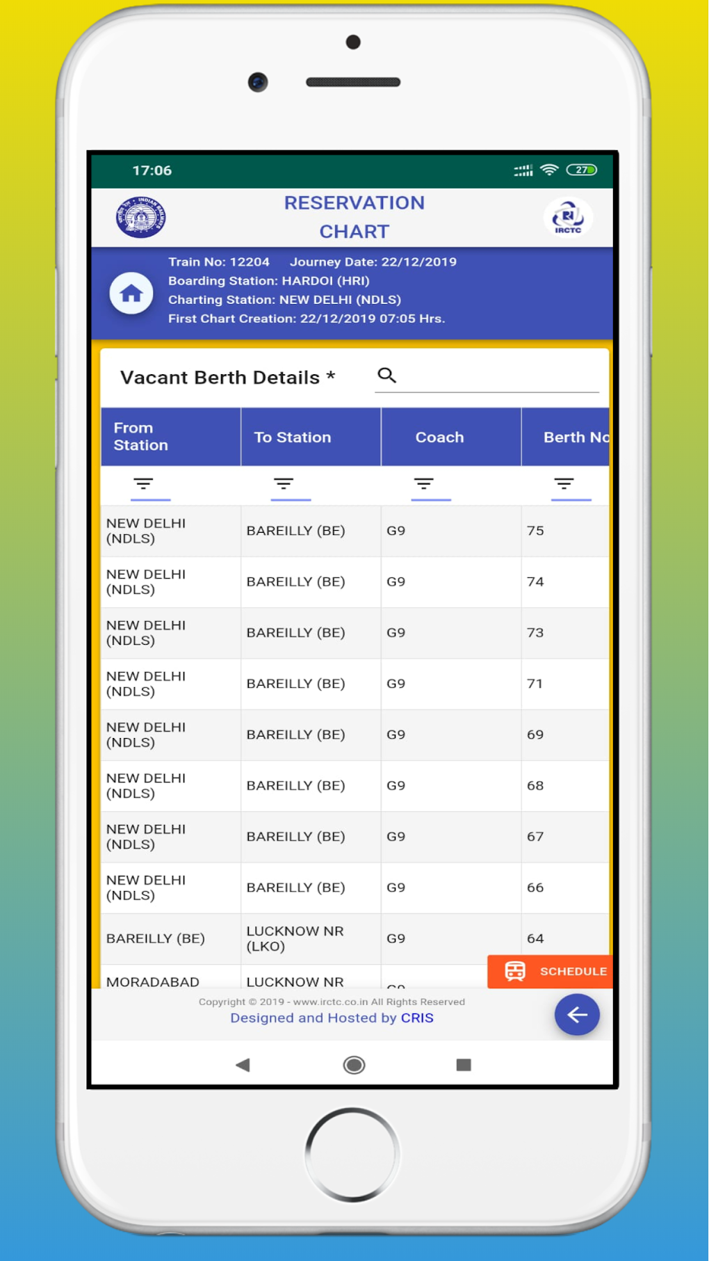 Rail Chart-IRCTC Vacant Seats APK Android 版 - 下载