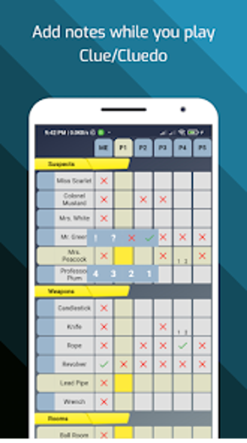 Clue Pad Cluedo Notes For Android Download Clue Pad Cluedo Notes For Android Download