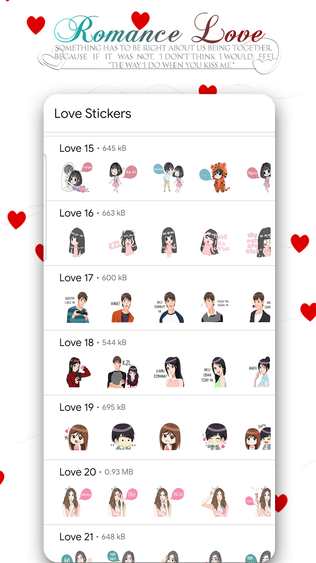 Couple Love Romance Sticker Packs : WAStickerApps for Android - Download