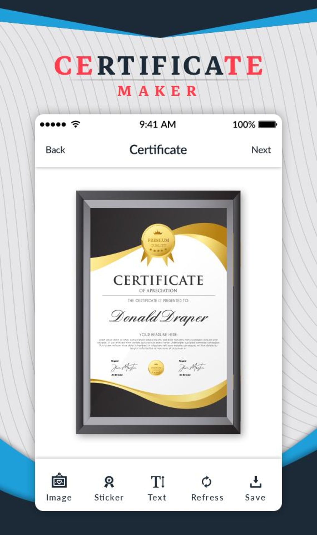 Certificate maker. Sport Certificate maker. Professional Certificate maker. Wapi Certificate Android.