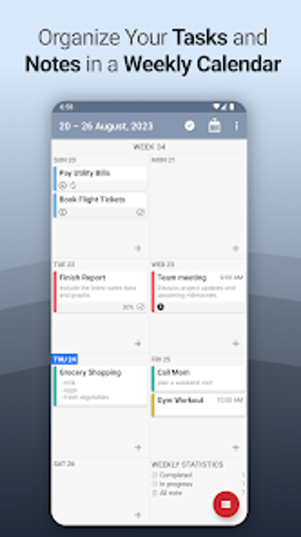 Weekly Calendar: Tasks Notes для Android — Скачать