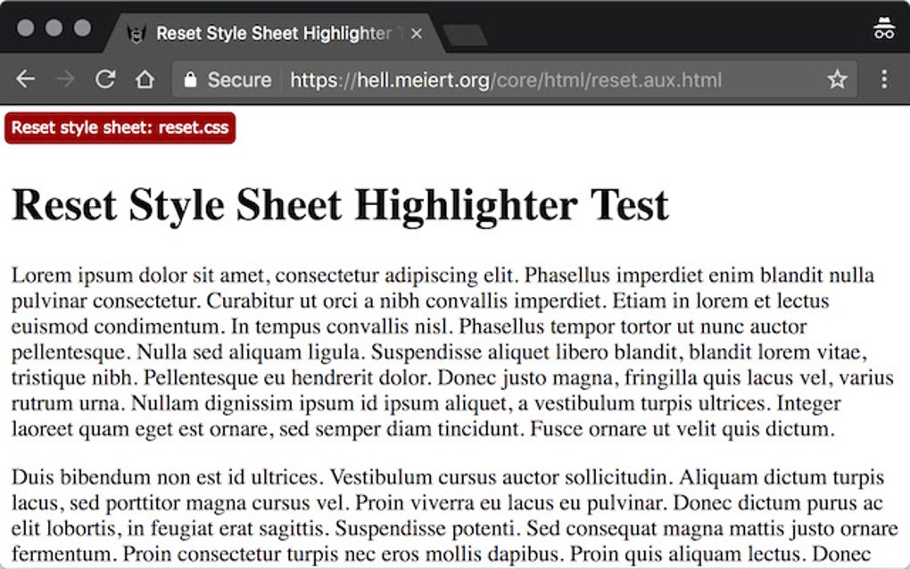 Reset Style Sheet Highlighter for Google Chrome Extension Download