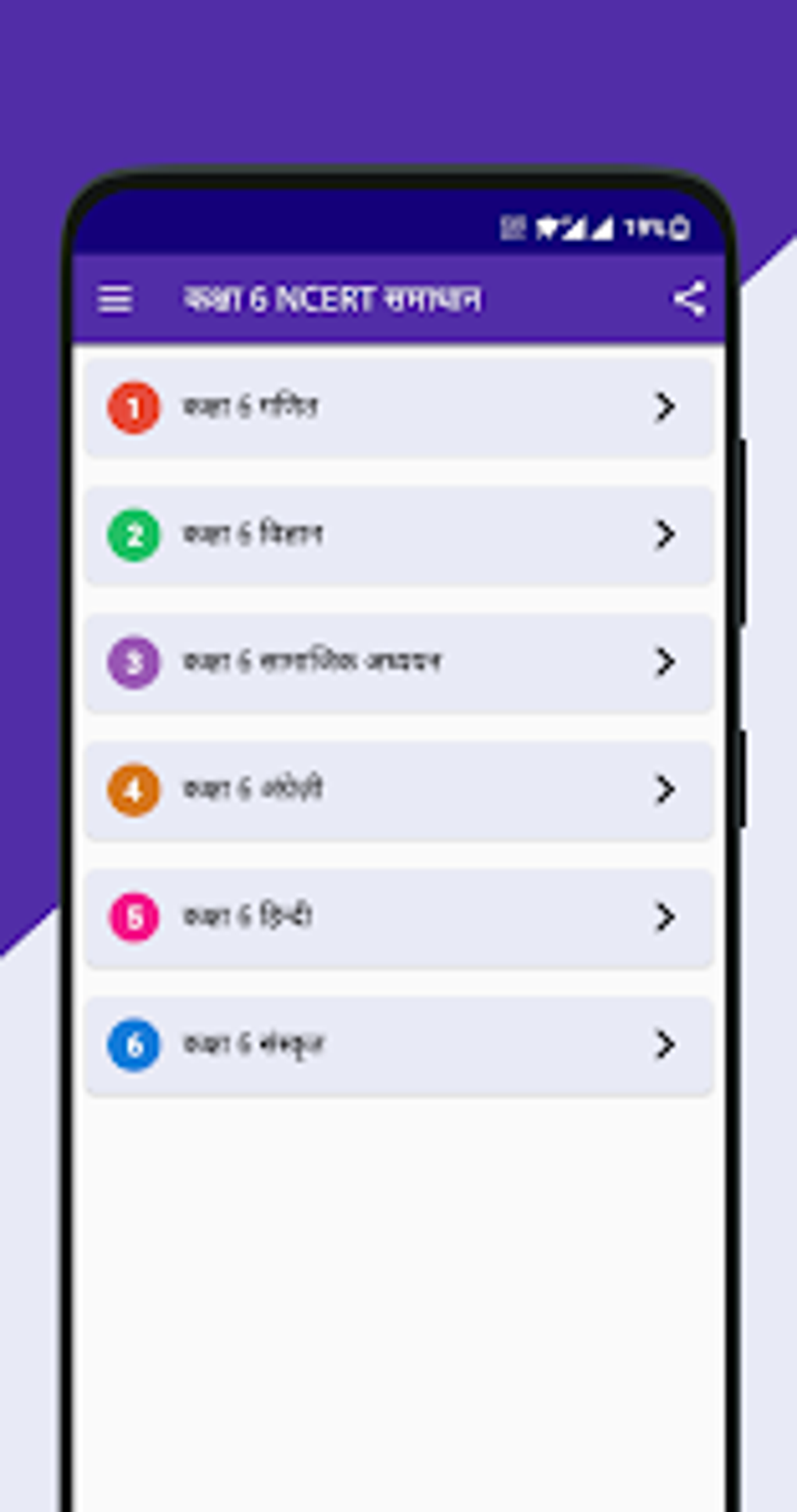 Class 6 NCERT Solutions Hindi для Android — Скачать