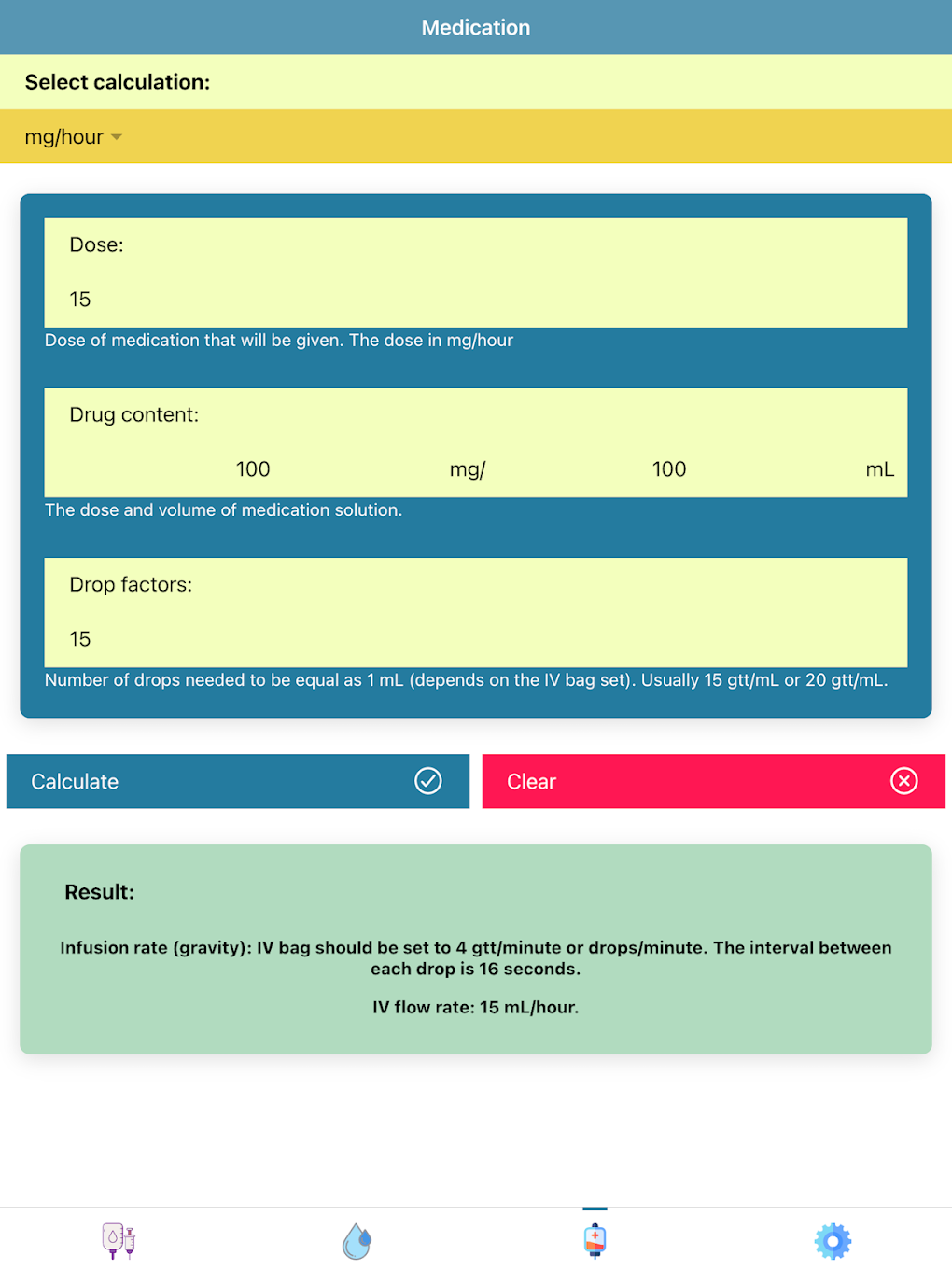 Pocket Infusion Calculator IV Pump and Drip Rate لنظام Android تنزيل