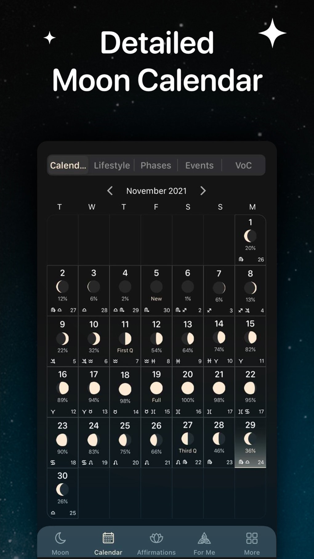Moon Phase Calendar MoonX for iPhone Download