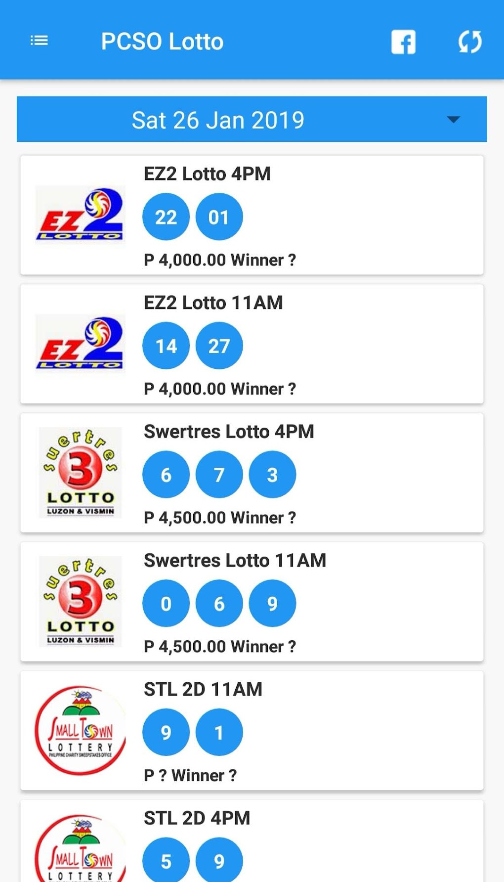 PCSO Lotto Results EZ2 Swertres result para Android Descargar