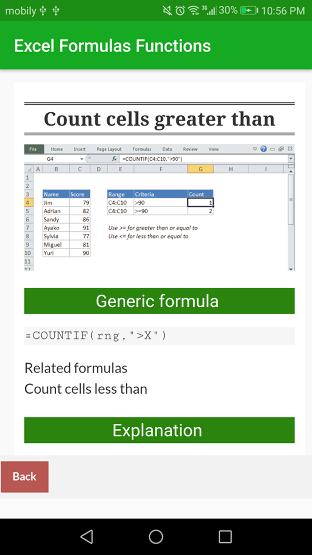 Learn Excel Formulas Functions Example App Offline APK Para Android