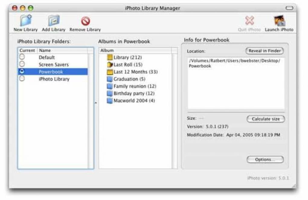 iphoto library manager version 4.2.5