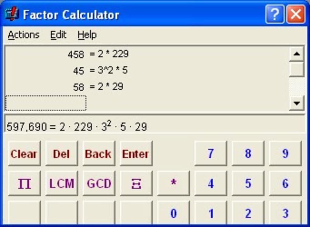 Factor Calculator 1/1.