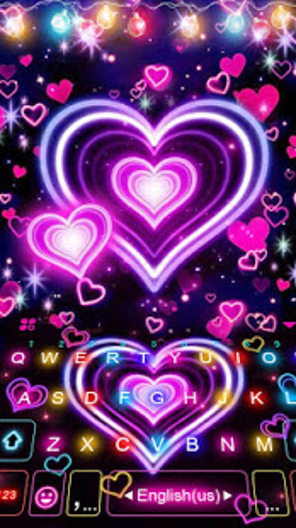 Neon Lights Heart Keyboard Theme APK For Android Download