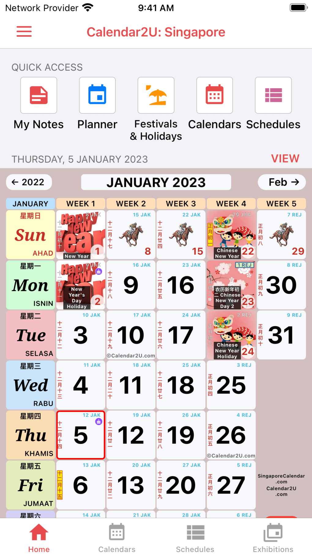 Singapore Calendar 2023 2024 Screenshot 