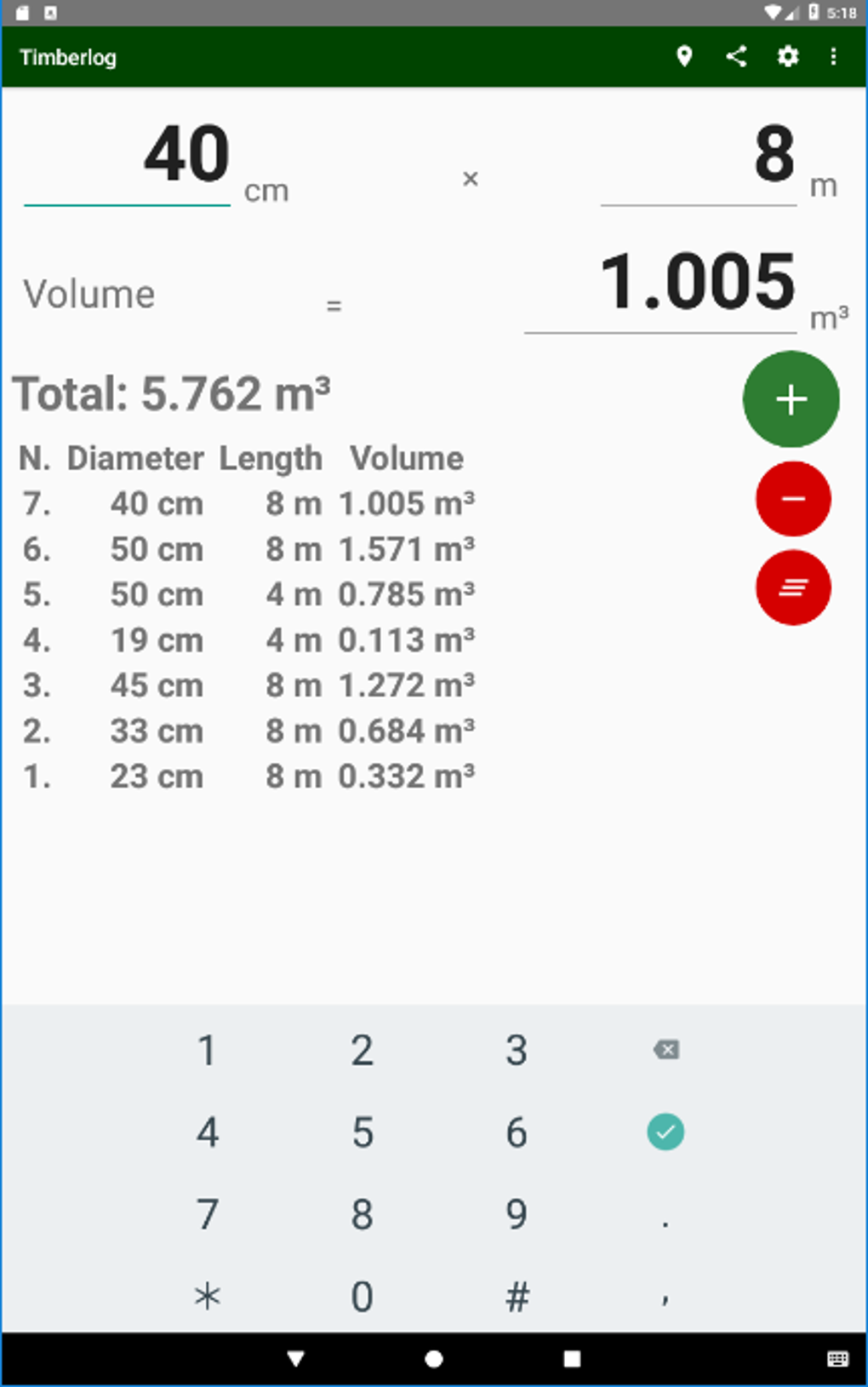 log volume calculator