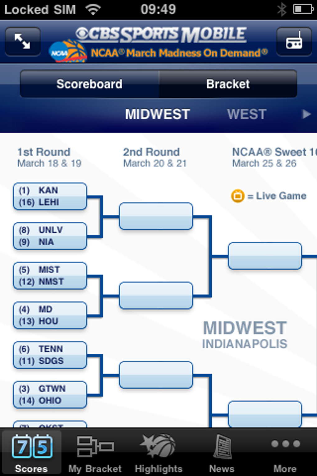 CBS Sports NCAA March Madness On Demand para iPhone Download