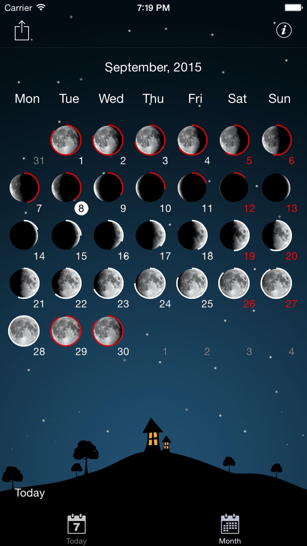 Sky and Moon phases calendar for iPhone 無料・ダウンロード