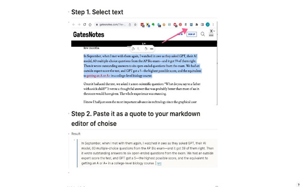 Markdown Copier pour Google Chrome - Extension Télécharger
