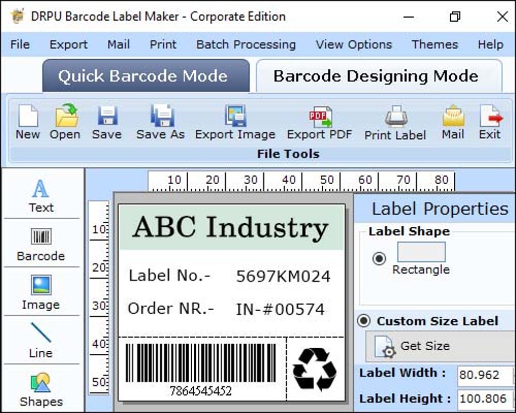 Standard barcode label maker 
