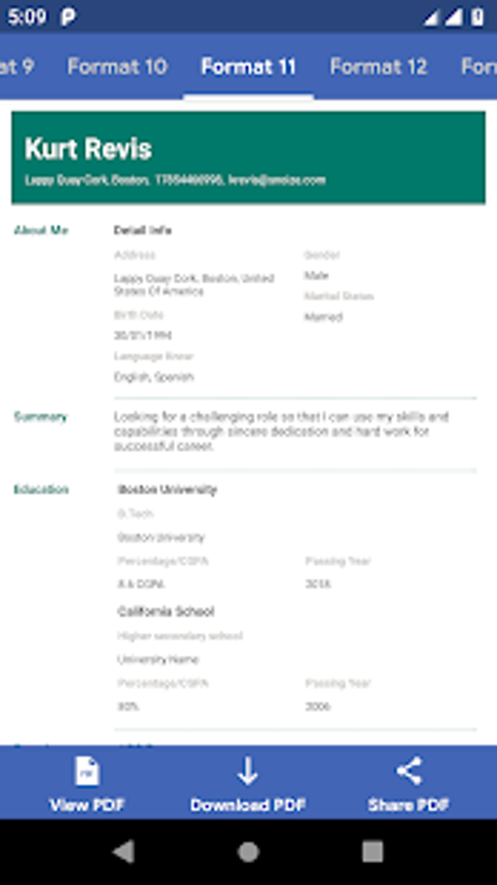 Resume Pdf Maker Cv Maker For Android Download