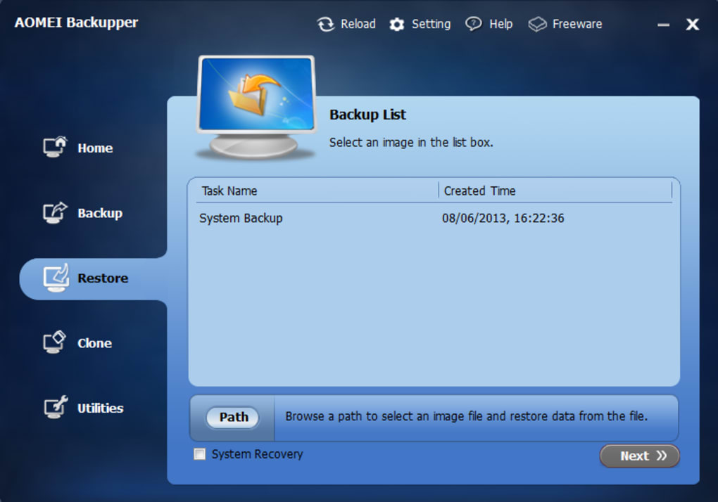 download AOMEI Backupper Professional 7.3.0 free