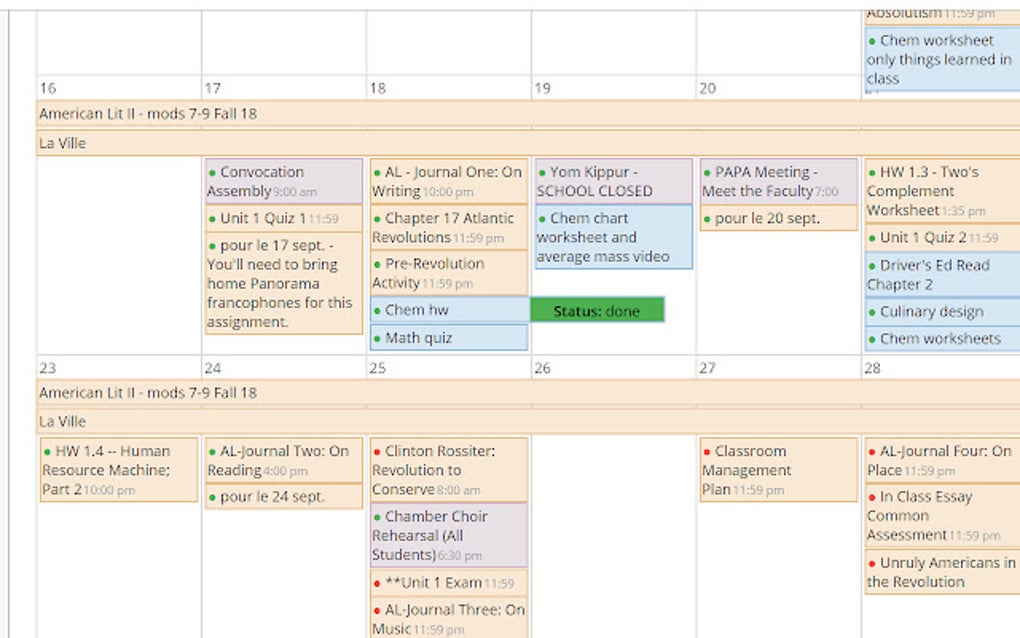 BCA Schoology Calendar+ Google Chrome 용 - 확장 프로그램 다운로드