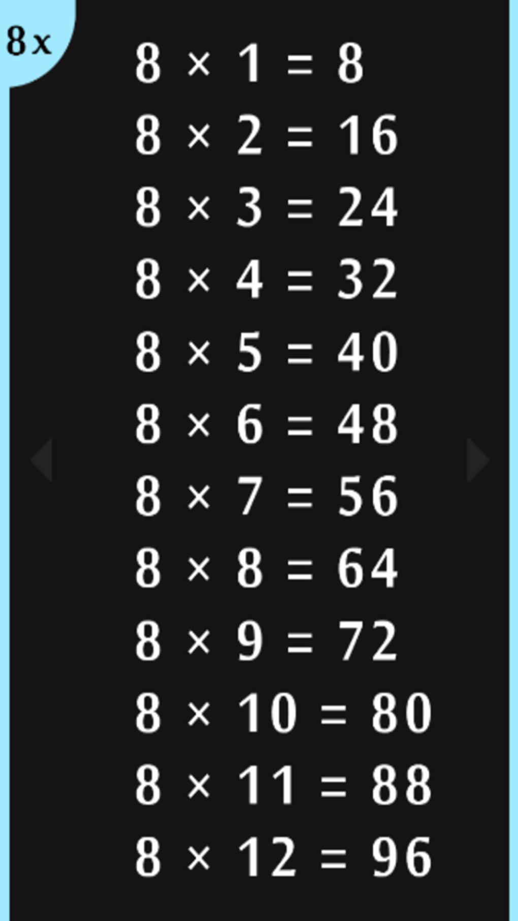 Times Tables Chart for Android Download
