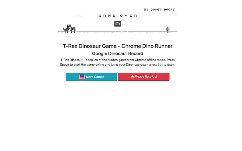 T-Rex Dinosaur - Chrome Dino Runner for Google Chrome - Extension Download