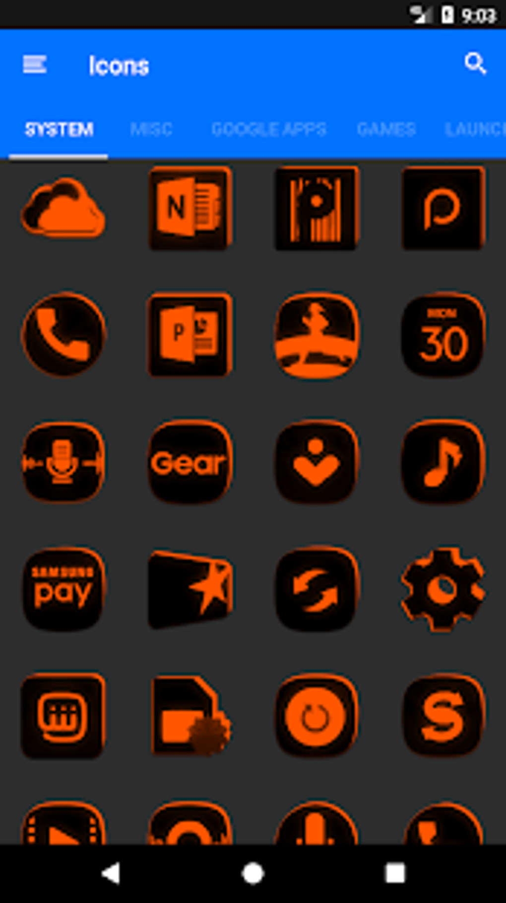 Flat Black and Orange Icon Pack Free APK for Android - Download