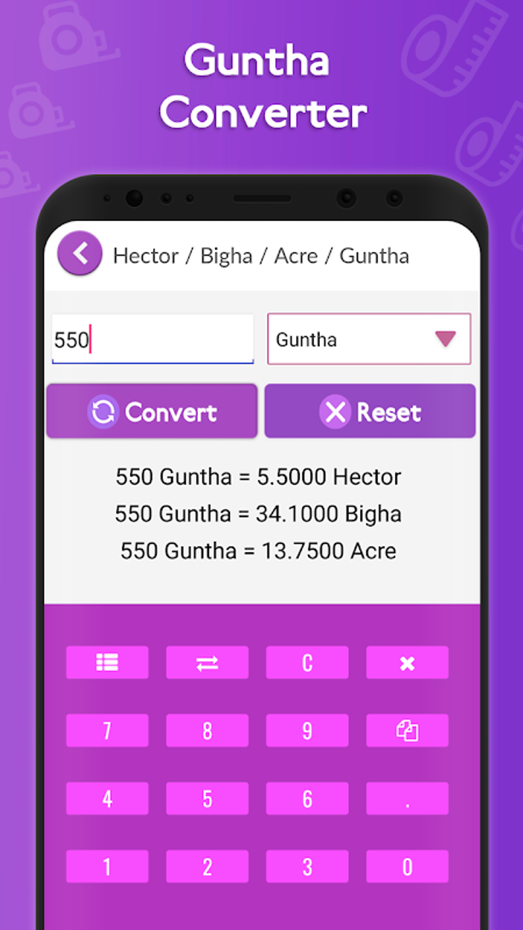 Hectare, Acre , Bigha , Guntha Converter APK для Android — Скачать