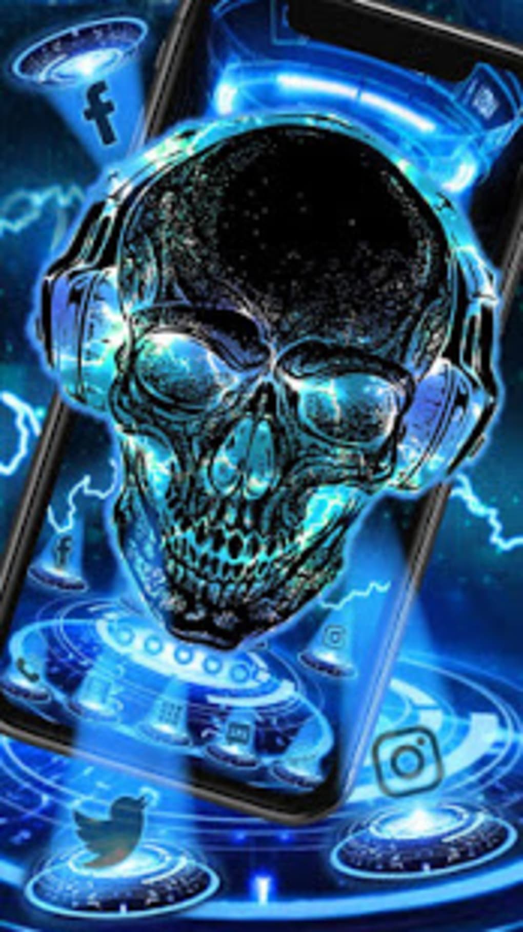 Android için Neon Tech Skull Themes HD Wallpapers 3D icons - İndir