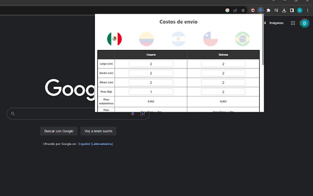 Shipping Cost Calculator para Google Chrome Extensión Descargar