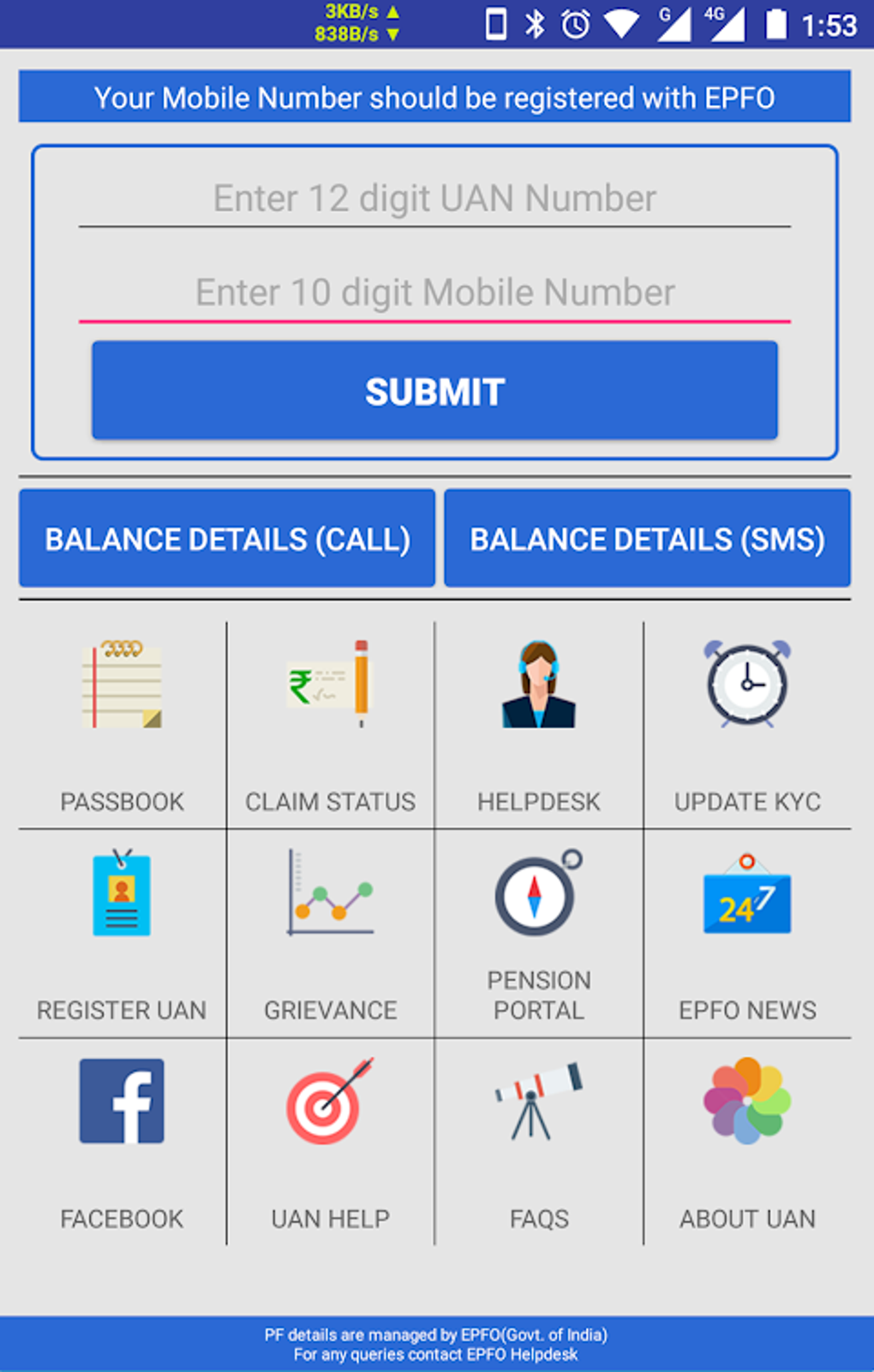 PF Balance, Passbook, Claim Status,KYC,UAN Service Para Android - Descargar