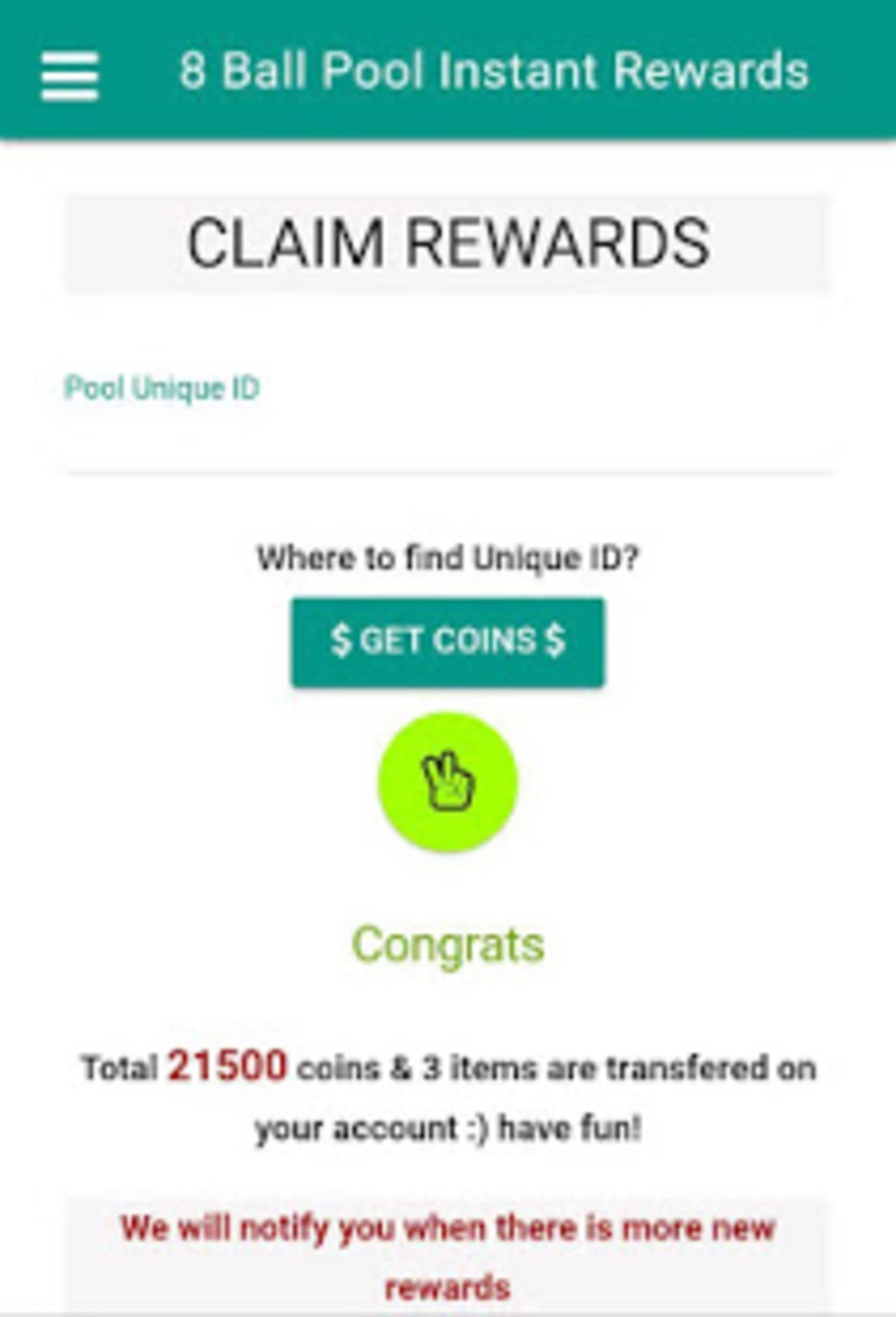 Pool Instant Rewards - Free coins for Android - Download - 