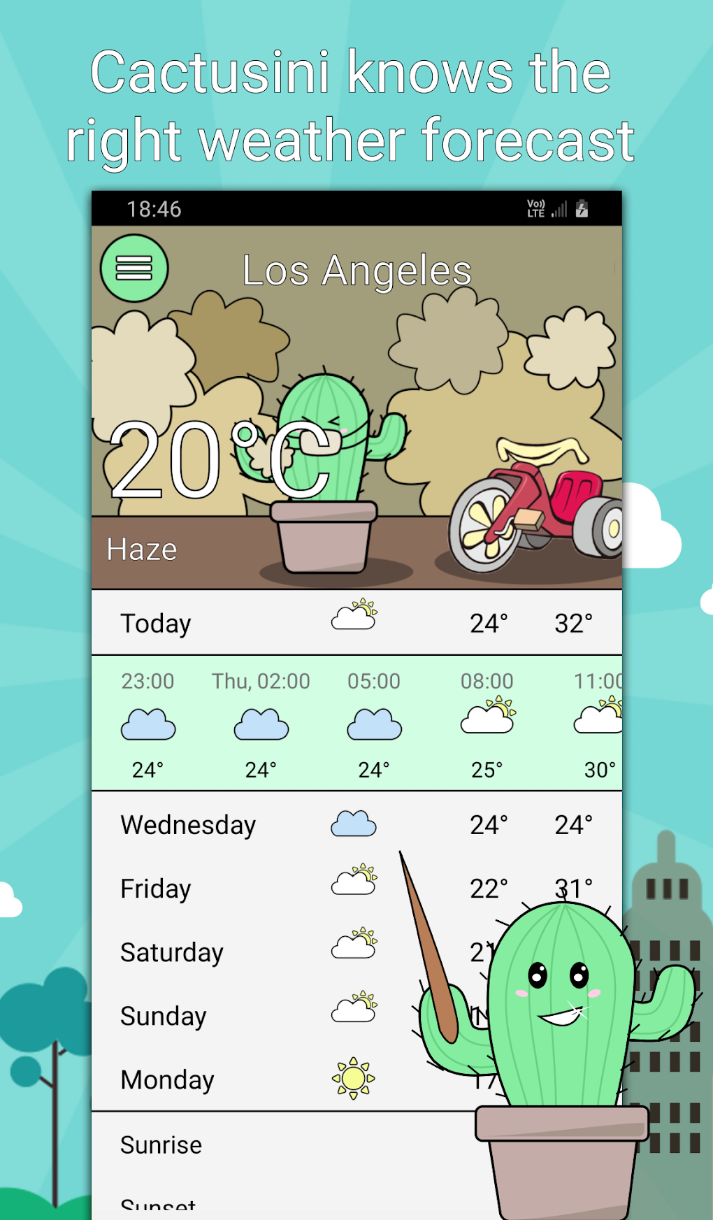 Cactus weather app: Forecast widget clocks para Android - Download