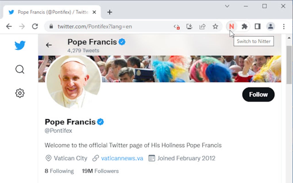 Nitter-on-click para Google Chrome - Extensión Descargar