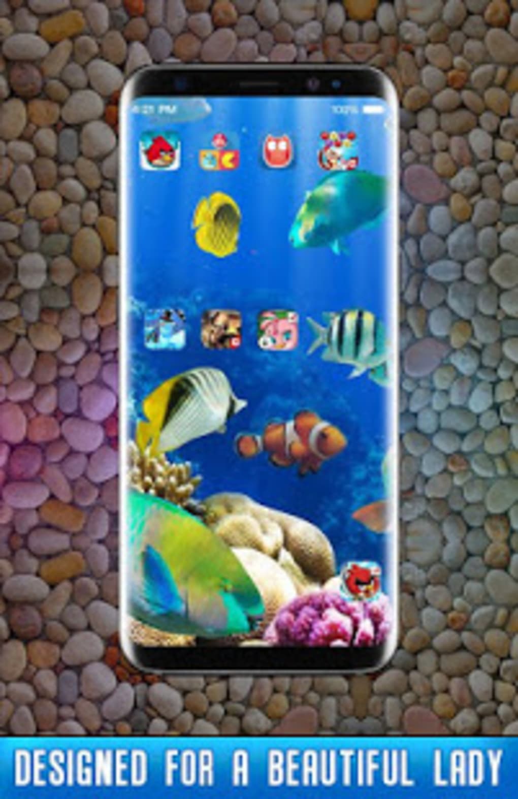 Với hình nền động cá 3D Nền tảng Hồ cá HD: PRO cho Android, bạn có thể thỏa sức tưởng tượng và sáng tạo với những hình ảnh ấn tượng nhất về đầy đủ các loại cá khác nhau. Hãy trang trí màn hình điện thoại của mình bằng những bức ảnh động vô cùng sáng tạo và ấn tượng.