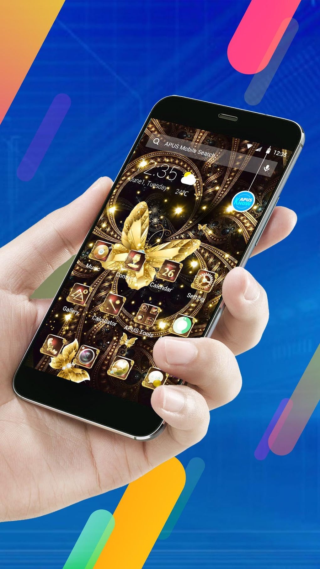 Shine Golden Fantastic Butterfly-APUS Launcher APK для Android — Скачать